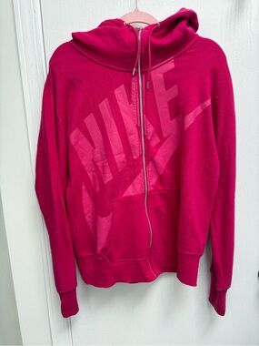 Nike Bright Fuchsia Pink Hoodie with White Logo